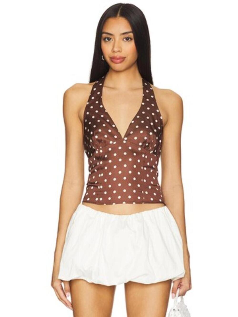 MORE TO COME Vivan Halter Top in Chocolate